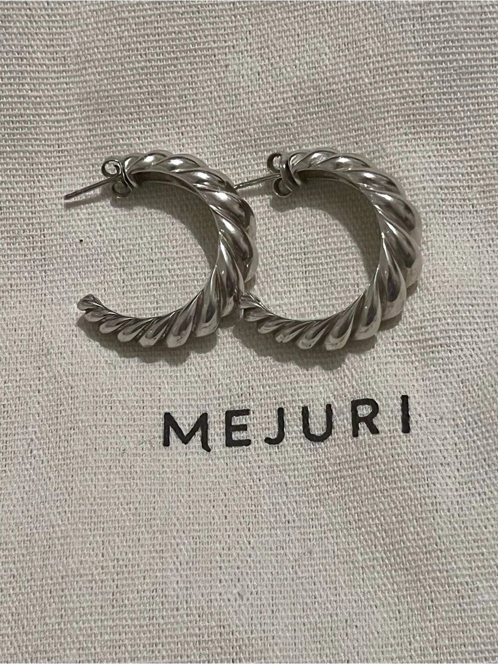 Authentic Mejuri Croissant Dome Hoop Earrings | Sterling Silver | Discontinued - Picture 1 of 4